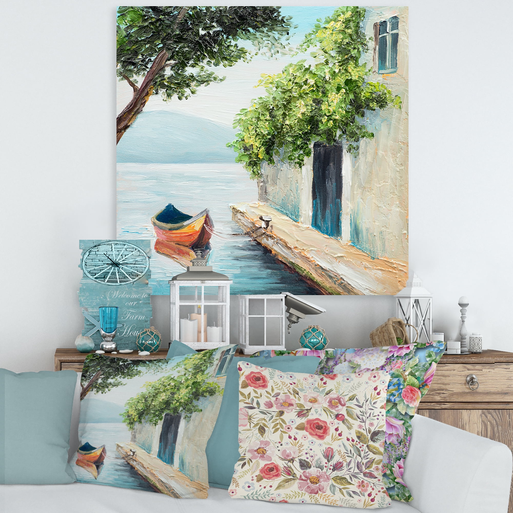 Designart ' A Beautiful Summer Day With Gondola In Venice ' Nautical & Coastal Canvas Wall Art Print