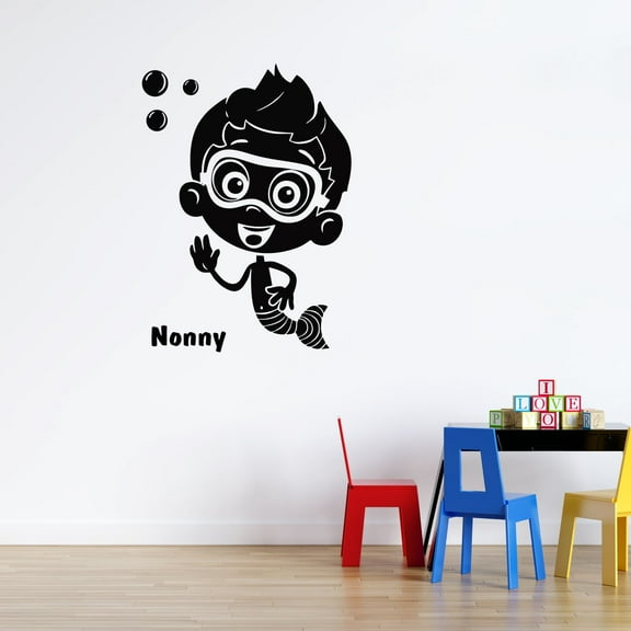 Bubble Guppies Nonny Wall Art Decal | Removable Cartoon Home Wall Decoration 20" x 26" - Kids Bedroom Nursery Vinyl Adhesive Half Human Half Fish Decor Sticker