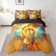 thumbnail image 2 of Homewish Gold Cartoon Melody Twin Bedding Sets 7-Piece for Kids, Watercolor Artwork Bedding Comforter Set, Music Theme Reversible Sheet Sets, Super Cozy Room Decor, 2 of 7