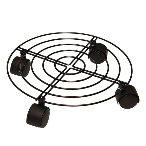 Soporte para maceta de hierro de metal de 10 pulgadas con ruedas, resistente con bloqueo