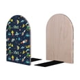 thumbnail image 2 of Lsque Funny Spaceships Printed Wood Bookends,Non-Skid Bookend for Shelves,Heavy Duty Support Bookends,Non-Slip Foam Pads for Office, Home, and Library,1 Pair, 2 of 8