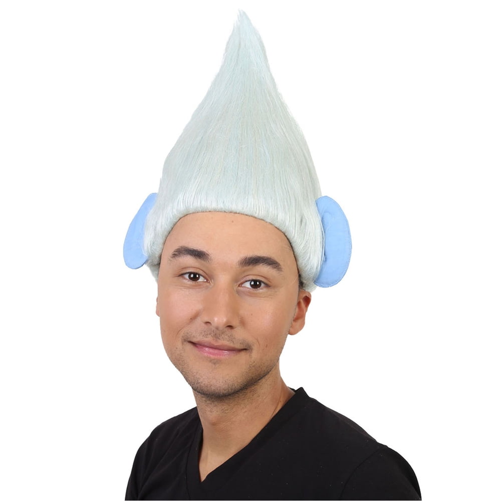 HPO| Adult Unisex Pointy Silver Troll Wig with Ears | Breathable Wefted Capless Cap