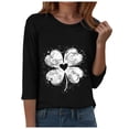 thumbnail image 6 of felwors Saint Patricks Day for Women Lucky Shamrock 3/4 Sleeve Shirt Funny Irish Graphic Tee Spring Party Tops (Black, S), 6 of 8