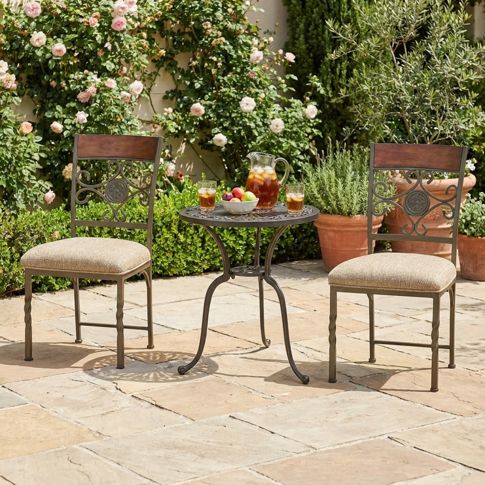 Furnibear Armless Dining Chairs Set of 2 with Padded Seat Cushion and Metal Frame Brown