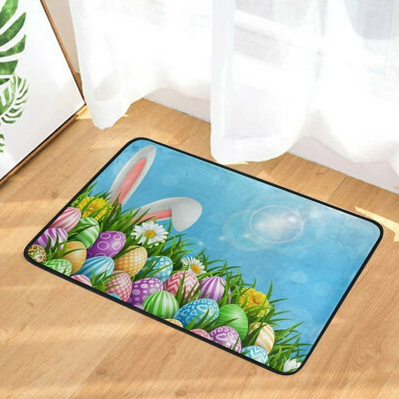 Vikakiooze Easter Day Decoration Door Mat Anti-slip Bottom Indoor Outdoor Carpet
