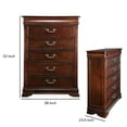 thumbnail image 6 of Benzara Traditional Style Wooden Bedroom Chest, Cherry Brown, 6 of 11