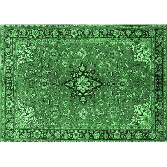 Ahgly Company Indoor Rectangle Medallion Emerald Green Traditional Area Rugs, 5' x 7'