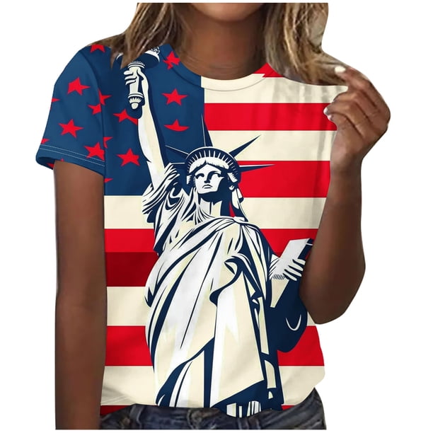 Mujeres Manga Corta Tops Cuello Redondo Impreso Casual Blusa, Imitación Rack Camiseta para el Verano, Lavado de Manos Casa Y Uso Diario
