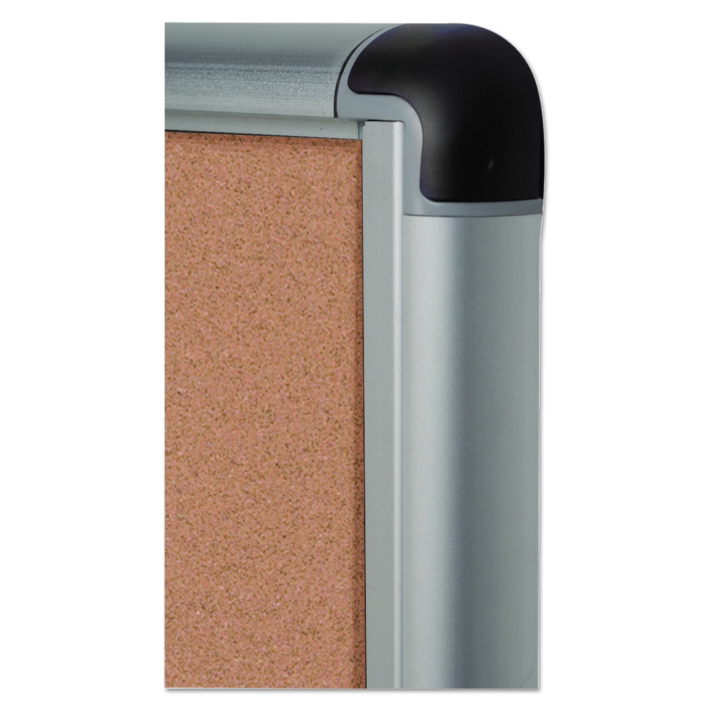 MasterVision VT630101690 28 in. x 38 in. Slim-Line Enclosed Cork Bulletin Board with One Door - Tan Surface/Satin Aluminum Frame