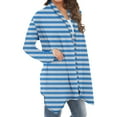thumbnail image 5 of Amidoa Women's Cardigans Long Sleeve Striped Open Front Light Blue Long Soft Plus Size Cardigans Womens Sweaters S, 5 of 6
