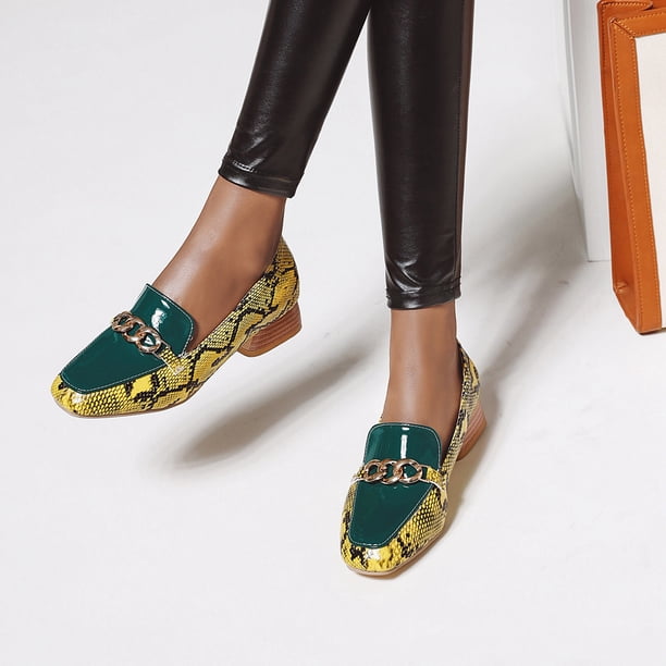 Sandalias de verano para mujer de tacón bajo de cuero con patrón de serpiente artificial a la moda Wmkox8yii shkj713