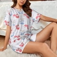 thumbnail image 4 of Wukai Red Squirrel And Blue Rabbit Women's Pajama Set,Short-Sleeve Top and Shorts with Elastic Waistband and Pockets for Loungewear, Yoga, and Casual Wear-XX-Large, 4 of 8