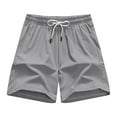 thumbnail image 5 of PiGOGI Men's Solid Color Polyester Shorts, Outdoor Casual Sports Beach Pants for Summer Leisure Gray XL, 5 of 6