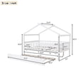 thumbnail image 6 of Bellemave Full Size House Bed with Trundle Playhouse Platform Bed Wooden House-shaped Bed Frame with Fence Guardrail and Roof Tent Beds  (White, Full Size), 6 of 9