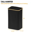 thumbnail image 5 of SpaceAid Cesta para la colada con tapa, cesta grande para ropa alta de 110 L con asas de bambú, cesta plegable para la colada para dormitorio, baño, dormitorio, cuarto de lavado, color negro, 5 of 5