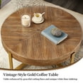 thumbnail image 4 of Coffee Table,Gexpusm 32" Round Wood Center Table for Living Room, Mid Century Modern Farmhouse Round Coffee Table with Gold Metal Legs, Brown, 4 of 8
