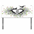 thumbnail image 3 of Tree of Life Headboard, Heart Shaped Bird Nest Home Words Hope Family Partners in Nature, Upholstered Decorative Metal Bed Headboard with Memory Foam, Full Size, Black Green Pink, by Ambesonne, 3 of 4
