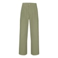 thumbnail image 6 of Nestiefly Mens Linen Casual Dress Pants Old Wide Leg Baggy Pleated Slacks Elastic Waist Work Vacation Trousers Army Green M, 6 of 7
