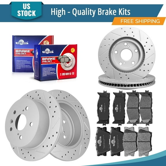 YXPCARS 12PCS Brake Kits, Brake Rotors Ceramic Brake Pads for Lexus ES300h ES350 Toyota Avalon Camry, Front Rear (31434, 31608, D1293, D1212)