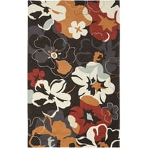 SAFAVIEH Four Seasons Jessalyn Floral Area Rug, Black/Orange, 5' x 8'