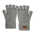 thumbnail image 2 of CUZIBR Womens Mittens Thermal Half Finger Knitted Fingerless Texting Wool Gloves Mitten Working Warm For Cold Weather, 2 of 4
