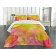 thumbnail image 3 of Ambesonne Pastel Quilted Bedspread Set 3 Pcs, Spring Yard Watercolors, King Size, Apple Green Marigold, 3 of 5