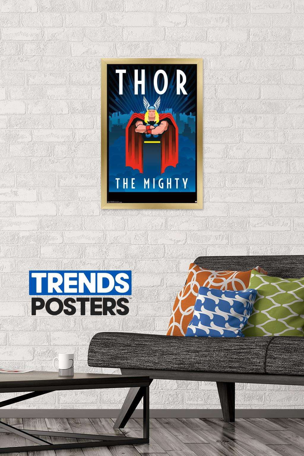 Marvel Comics - Thor - Art Deco Wall Poster, 14.725" x 22.375", Framed