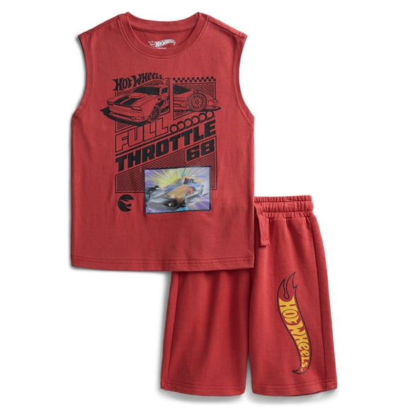 Hot Wheels Boys Lenticular Muscle Tank Top and Shorts Set, 2-Piece, Sizes 4-16