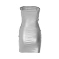 thumbnail image 4 of Falda Vestido sin tirantes para mujer, minivestido de cuero PU sin espalda, ropa de fiesta para discoteca (Plata S) Ygjytge Plata T S para Mujer, 4 of 9