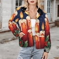 thumbnail image 3 of Jackets for Women Winter Coat Jackets Flannel Stand Collar Jacket(Christmas Candles Wreath Decor,Size:S-4XL), 3 of 7