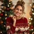 thumbnail image 2 of MYCUTEY Christmas Gingerbread Man Dangle Earrings For Women Glitter Yellow Acrylic Earrings Jewelry Gift, 2 of 11