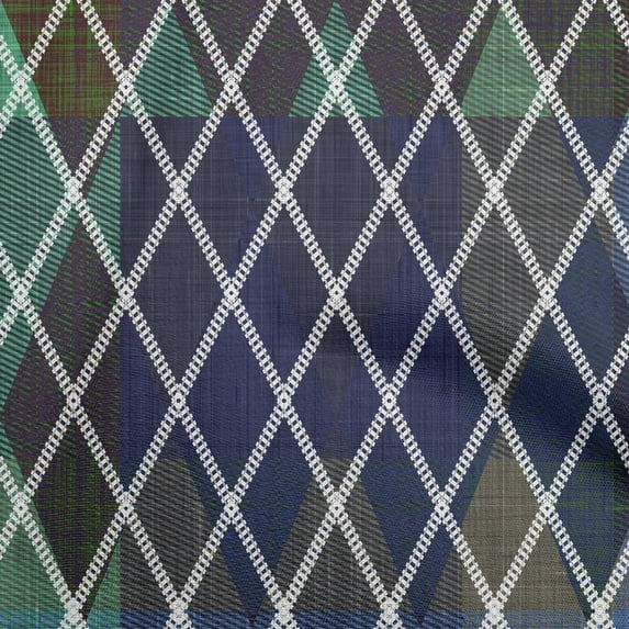 oneOone Cotton Cambric Medium Blue Fabric Argyle Craft Projects Decor Fabric Printed By The Yard 56 Inch Wide