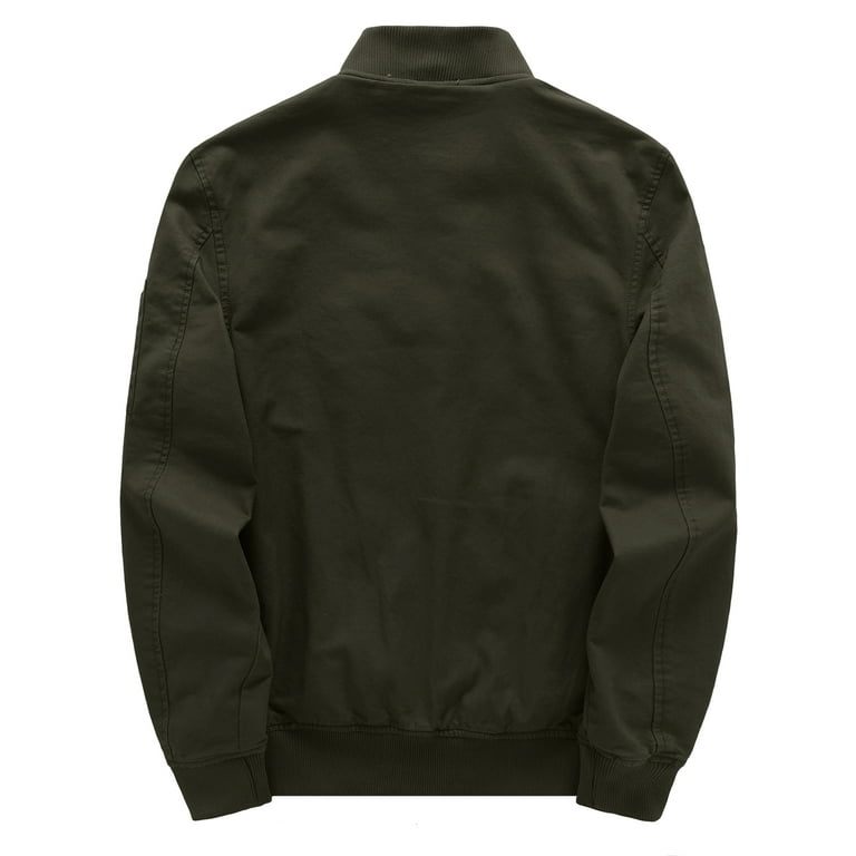 WenVen Men s Long Sleeve Canvas Bomber Work Jacket Green XL Walmart