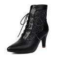 thumbnail image 5 of YLYL Victorian Ankle Boots for Women Lace up Mid Heel Witch Costume Pointed Toe Glitter Sparkly Vintage Dress Short Boots, 5 of 9