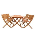 thumbnail image 2 of Imerelez Foldable Patio Dining Set - 4 Folding Chairs & 1 Dining Table, Indoor and Outdoor, Teak, 2 of 9