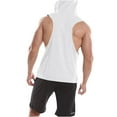 thumbnail image 5 of Miluxas Men's Workout Hooded Tank Tops Bodybuilding Muscle Cut off T Shirt Sleeveless Gym Hoodies White 10(XXL), 5 of 7