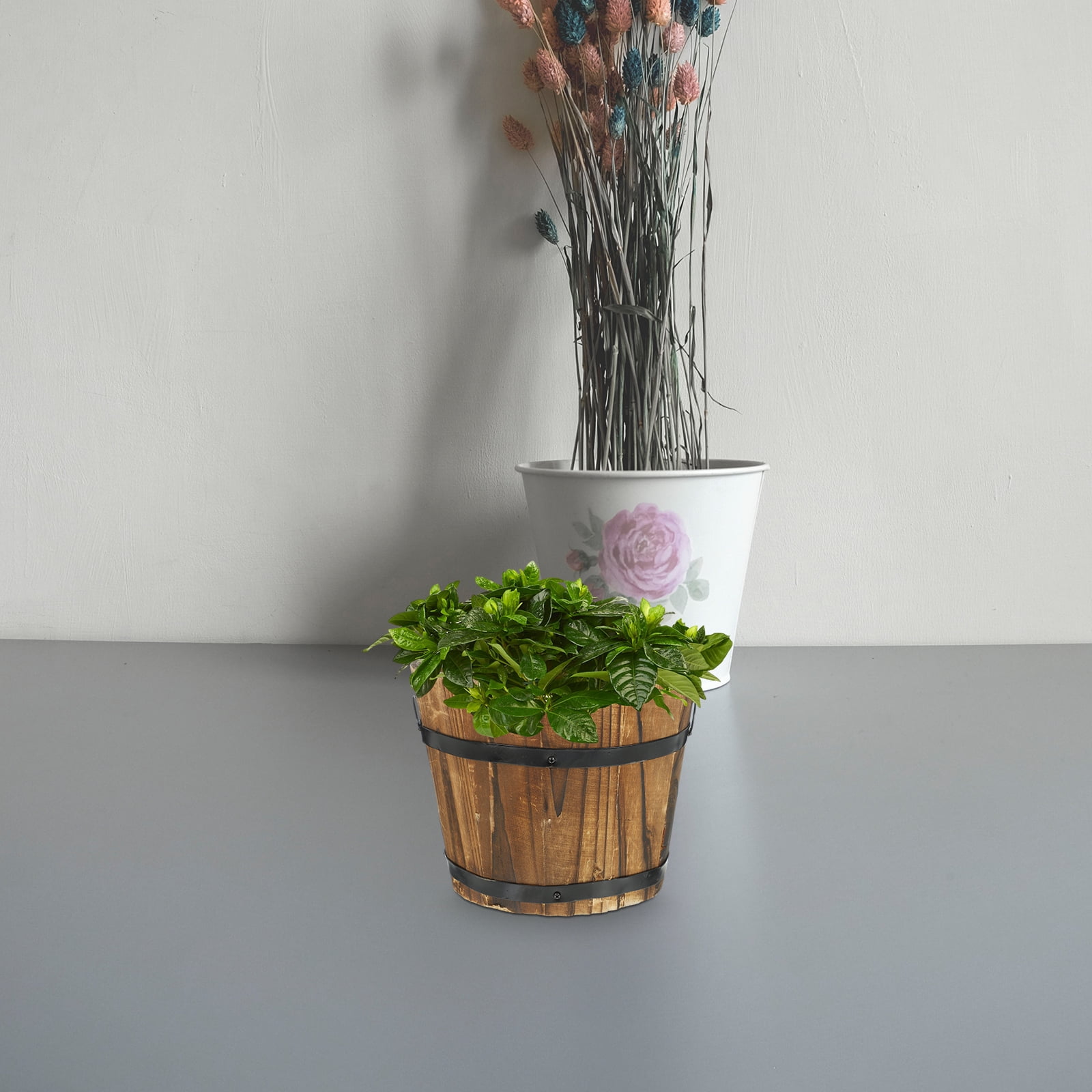 Large Wooden Plant Pot Bucket for Garden , Round Wood Planter Vase