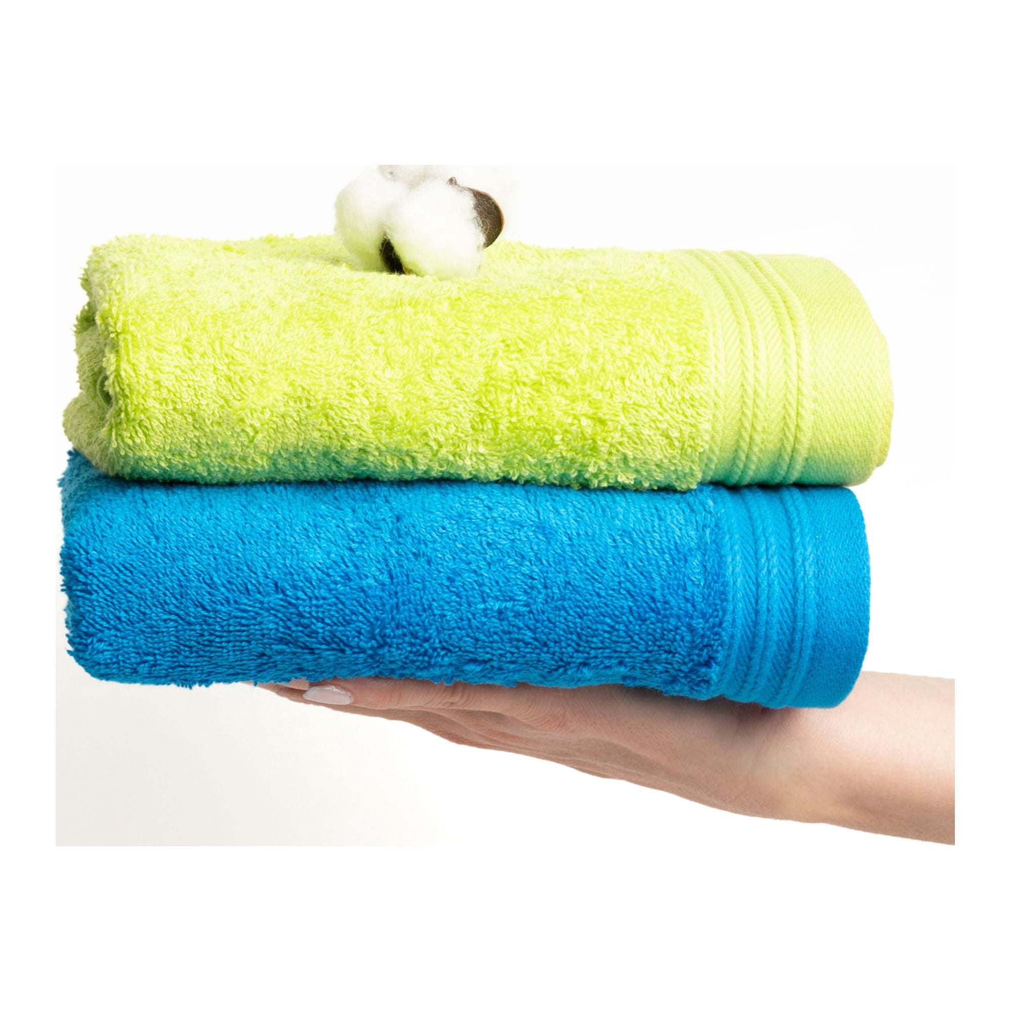 Premium 100% Cotton Towel Set of 4 Hand Towels 18" x 30" | 4 Ultra Soft and Highly Absorbent Hand Towels for Bathroom, Gym, Hotel, Spa, Machine Washable | Apple Green and Petrol