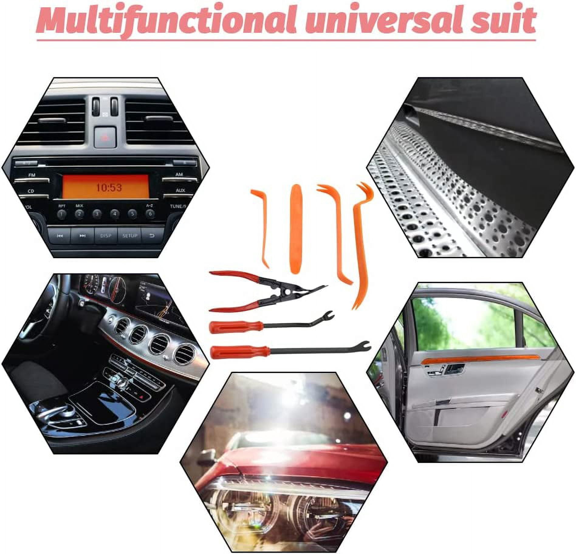 BUZIFU 7Pcs Auto Trim Removal Tool Clip Pliers Set Fastener Remover Plastic Pry Tool Auto Panel Trim Car Trim Tool Auto Interior Trim Disassemble Tools with Storage Bag for Car Door Panel Dashboard
