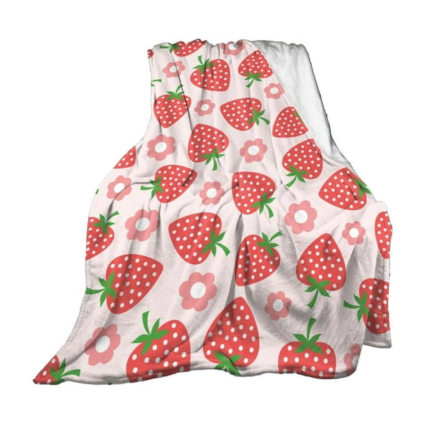 Manta para sofá, manta para sofá, lindas ideas de regalos de fresa para mujeres y niñas, manta suave para sofá, sofá cama, regalos para viajes y camping, manta de franela