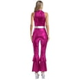 thumbnail image 2 of iiniim Women 70s 80s Disco Dance Metallic Shiny Sleeveless Jumpsuit for Halloween Party Hot Pink 3XL, 2 of 7