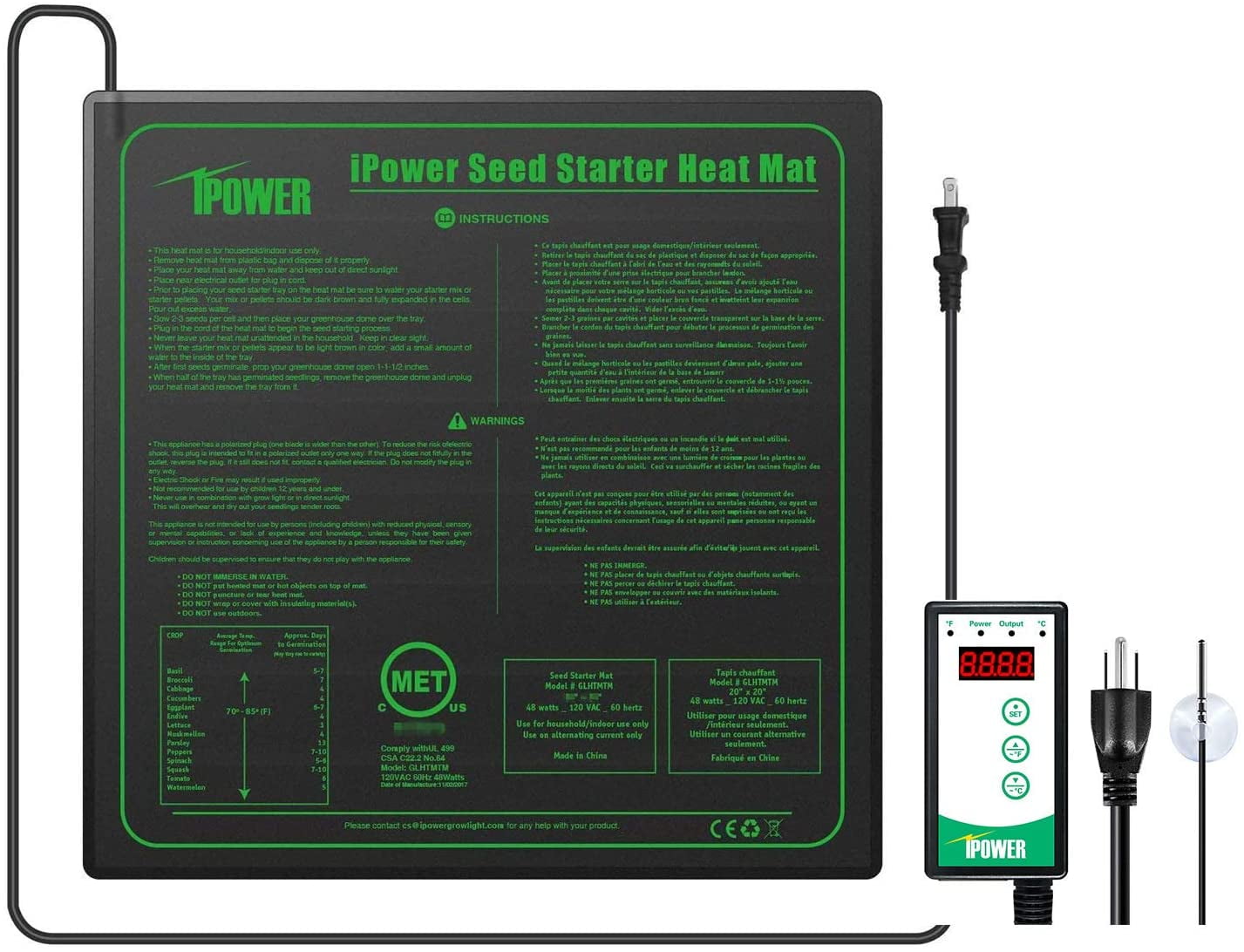 Reptiles... Century Digital Heat Mat Thermostat Controller for Seed Germination 