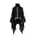 thumbnail image 5 of Rohuuque Women's Turtleneck Poncho Sweater Fringe Knit Cape Poncho Boho Knit Cape Pullover Shawl Wrap Dress Ponchos Tassels Red, 5 of 5