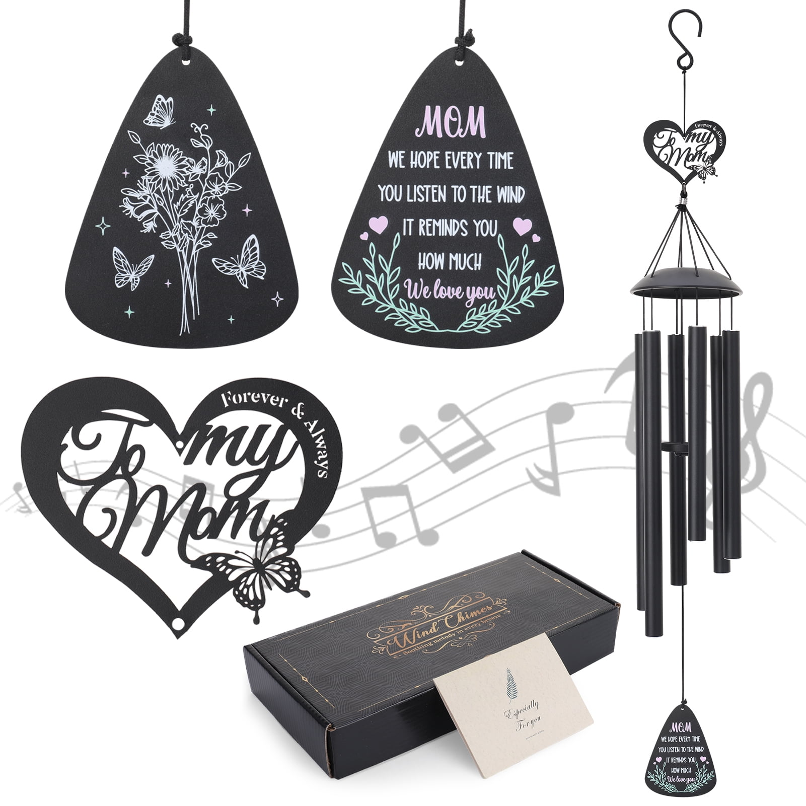 topjuju Moms 36" Wind Chimes, Mother Birthday Gift from Daughter Son, Housewarming Gift New Home, Love Reminder Gifts, Windchimes Outside for Home Patio Garden Decor