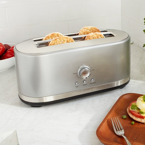 KitchenAid KMT4116CU Contour Silver 4 Slice Long Slot Toaster with High