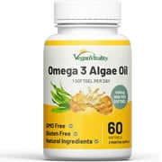 Vegan Vitality Omega 3, Alage Oil Supplement, Heart and Brain Health, DHA 60 softgels