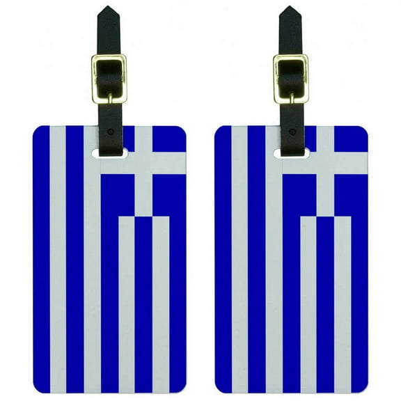 Greece Flag Luggage Tags Suitcase Carry-On ID, Set of 2