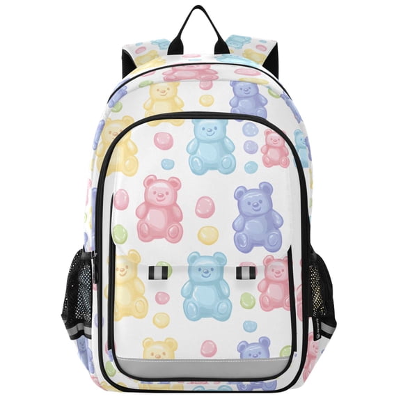 FORMRS Unisex School Backpack 17" Student Travel Bag with Laptop Compartment, Colorful Gummy Bears Pattern