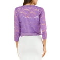 thumbnail image 3 of MODA NOVA Juniors Casual 3/4 Sleeve Sheer Lace Floral Open Front Shrug Top, 3 of 6