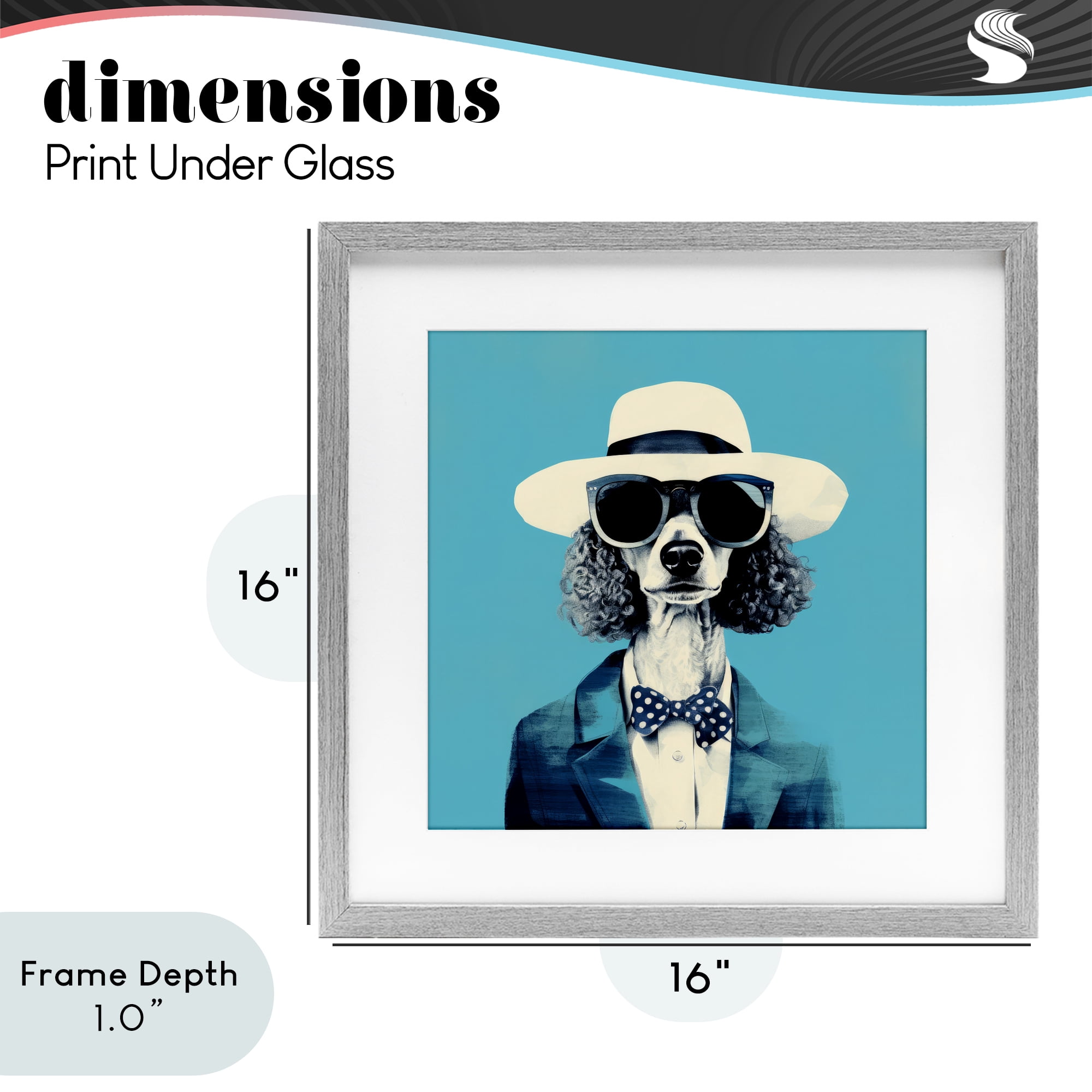 Stupell Industries Canine Cool Retro Outfit Gray Framed Print Under Glass, design by Ray Powers